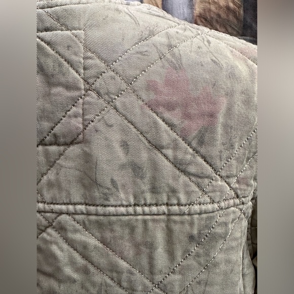 Anthropology sz LG olive utility jacket zip front pockets quilted coat sz LG - Picture 6 of 12